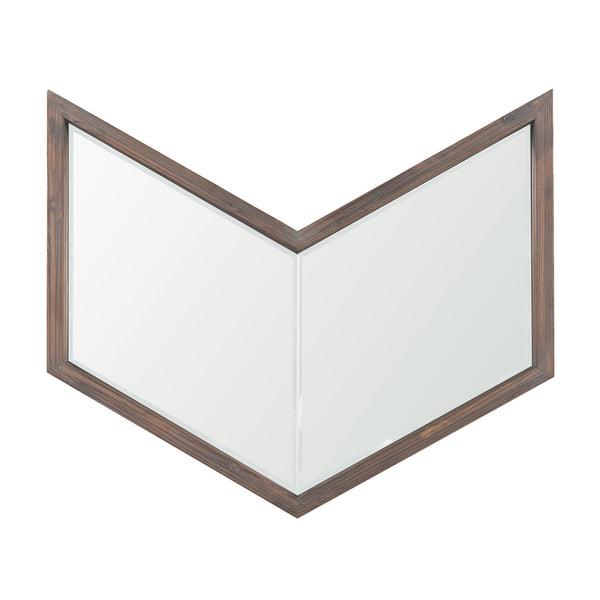 Chevren Brown Wood Frame Mirror