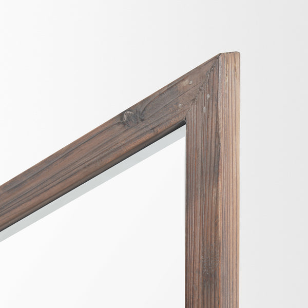 Chevren Brown Wood Frame Mirror