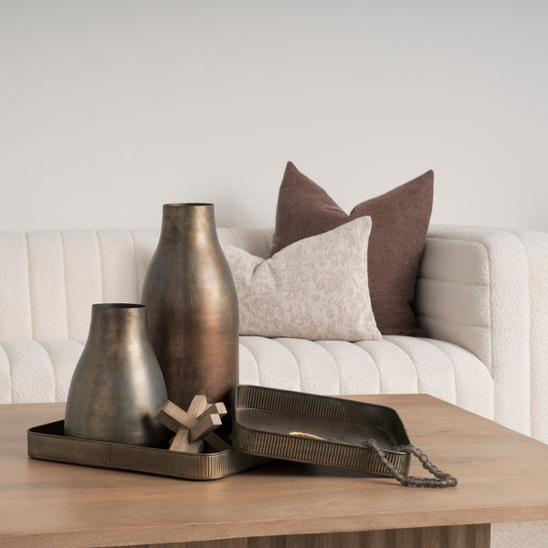 Varun Square Antiqued Brass Metal Tray