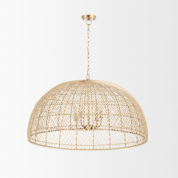 Thad Natural Woven Rattan Dome Chandelier