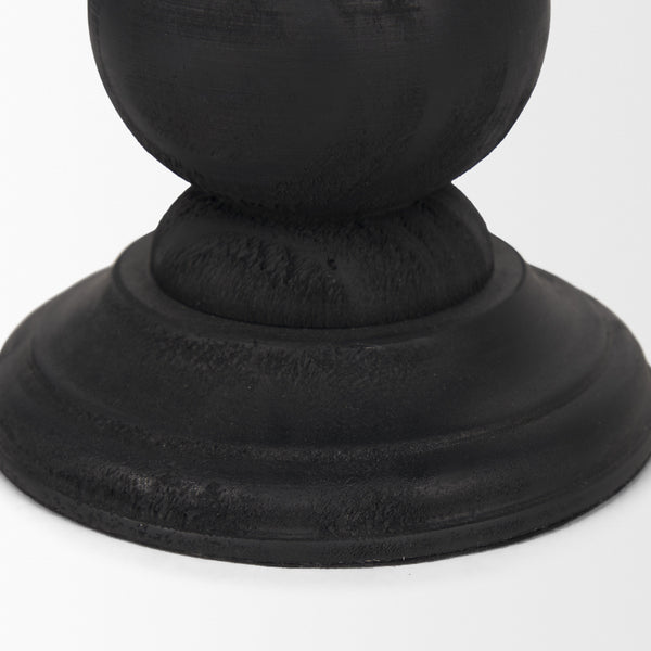 Wanda Matte Black Wood Pillar Candle Holders (Set of 2)