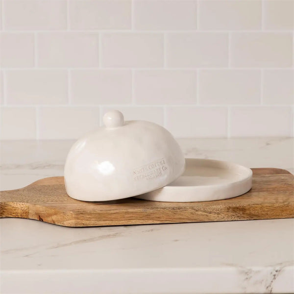 White Cottage Mini Butter Dish