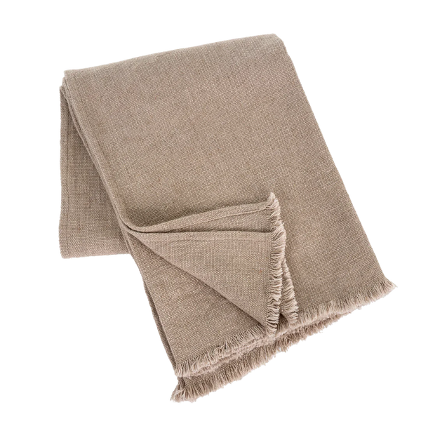 Selena Linen End of Bed Blanket - Dusty Beige