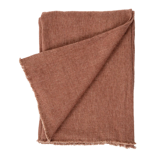 Selena Linen End of Bed Blanket - Brick
