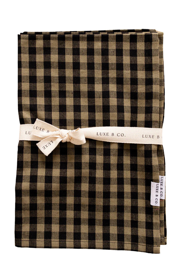 Olive Green Gingham Kitchen Dish Towels