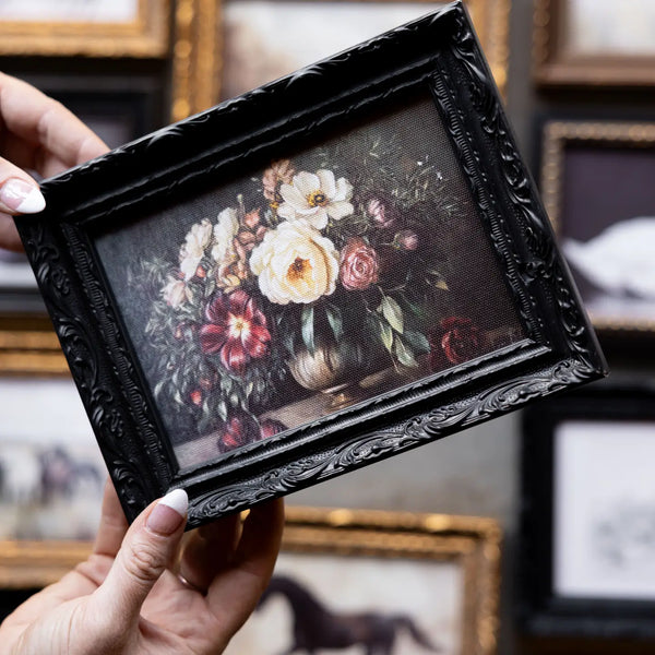 Vintage Floral Bouquet | French Black Mould Framed Art - 5 x 7