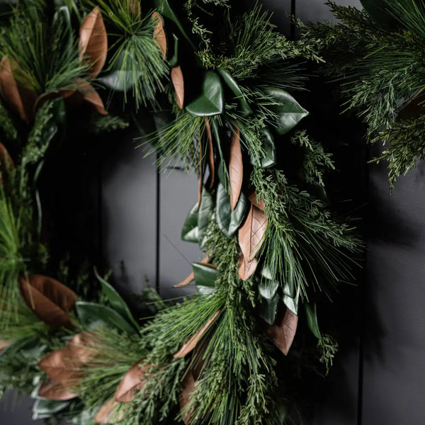 Magnolia Norfolk Cypress Mixed Real Touch Wreath - 34"