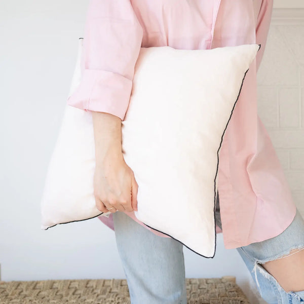 Square Edged Linen Pillow - Blush