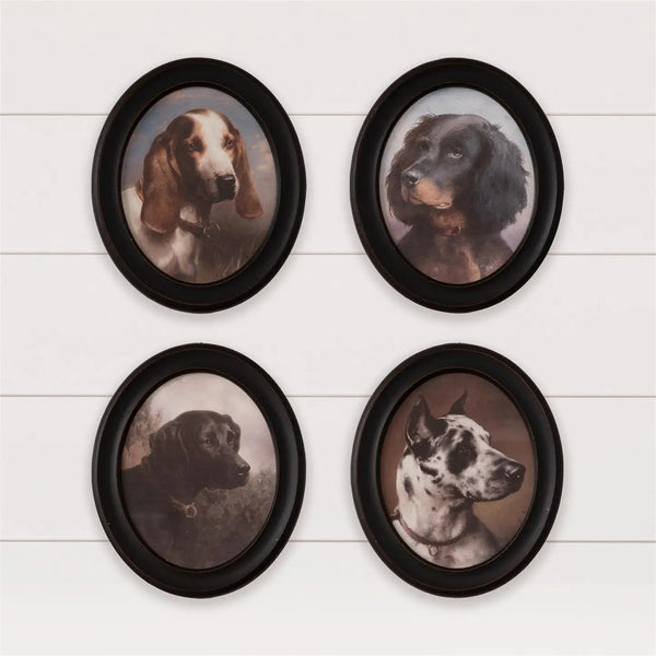 Round Framed Prints - Hunting Dogs
