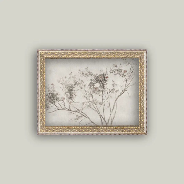 Rose Bush Framed Antique Art