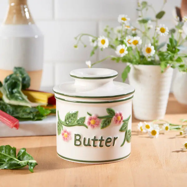 The Original Butter Bell® Crock - Hand Painted Raised Floral