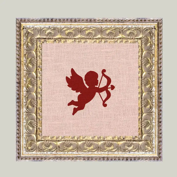 Cupid Silhouette Framed Antique Art