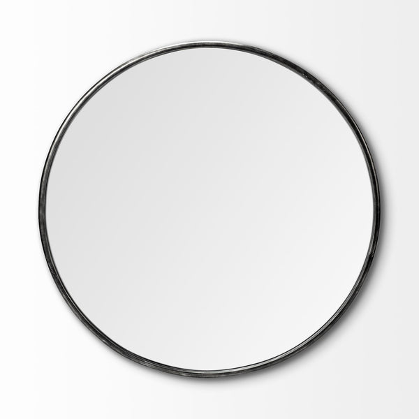Piper Metal Round Mirror - Black 47"