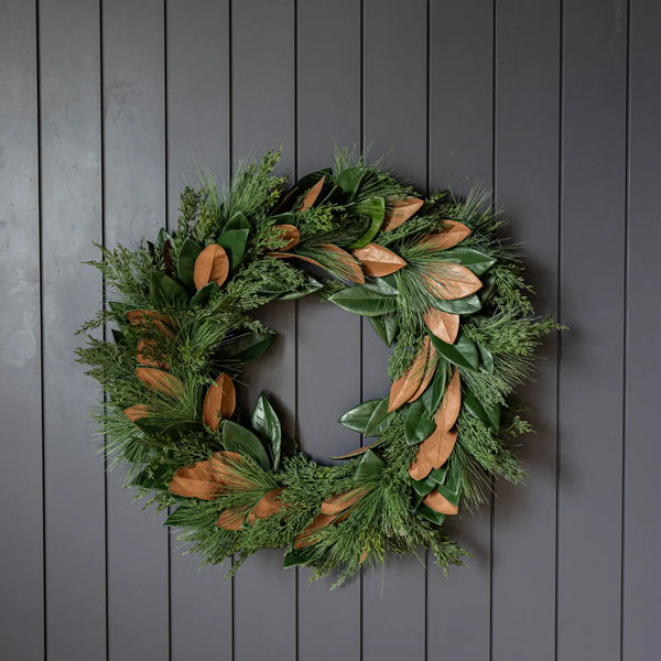 Magnolia Norfolk Cypress Mixed Real Touch Wreath - 34"
