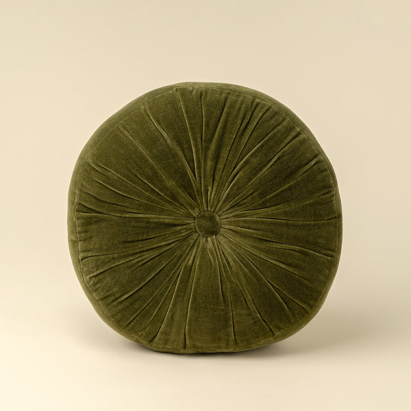 Velvet Tuft Round Cushion - Moss