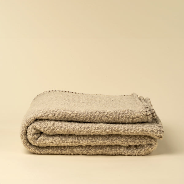 Blanket Stitch Boucle Throw - Natural