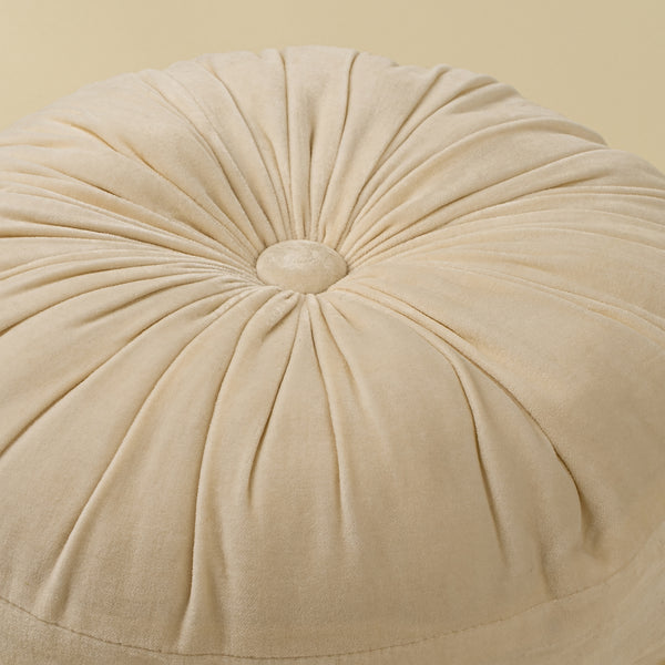 Velvet Tuft Round Cushion - Ivory