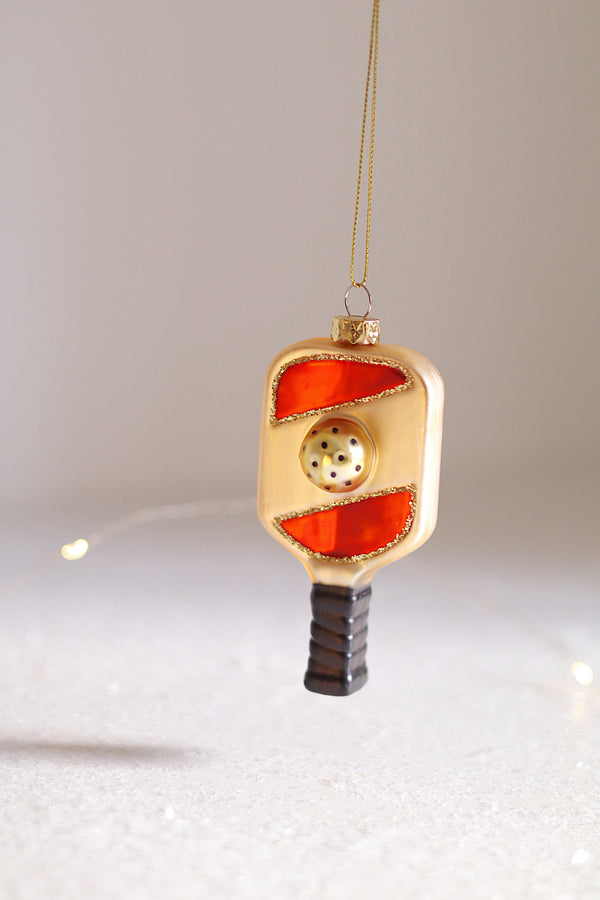 Pickle Ball Glass Ornament