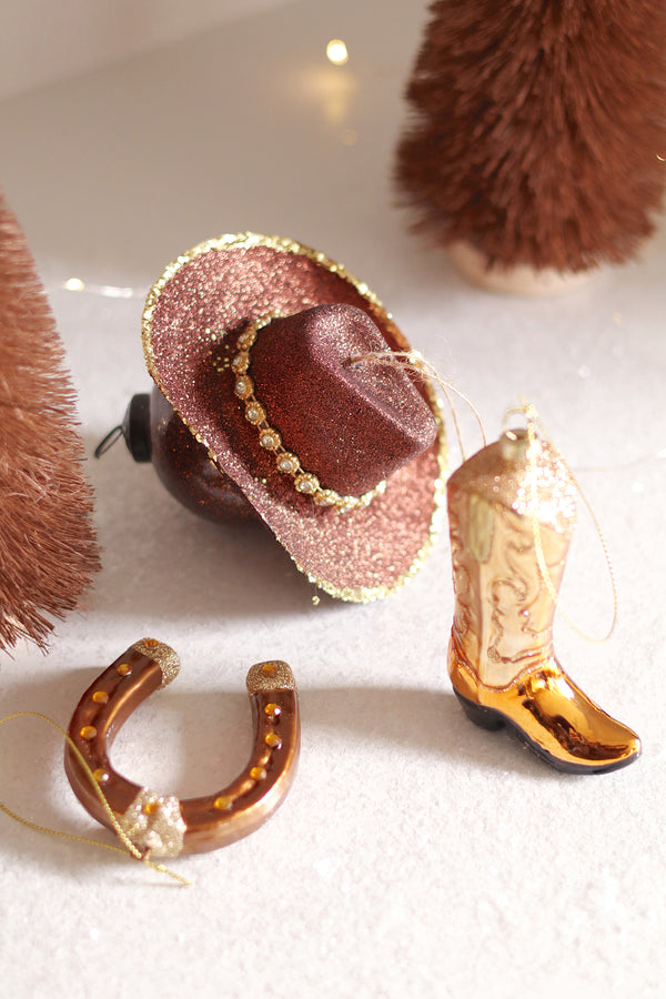 Cowboy Boot Glass Ornament
