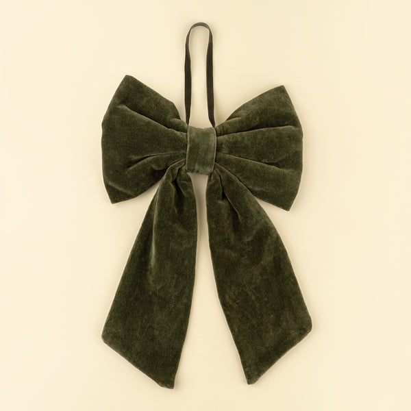 Velvet Hanging Bow - Deep Green
