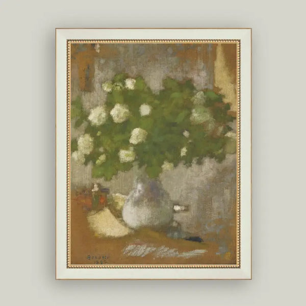 Snowball Flowers Framed Antique Art
