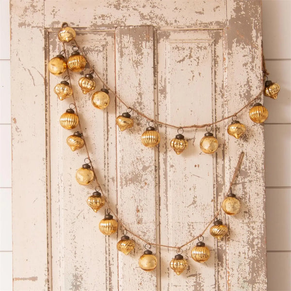 Garland - Gold Mercury Glass Ornaments