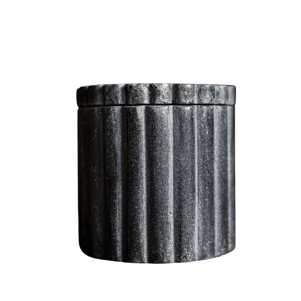 Fluted Jar Canister - Black Marble