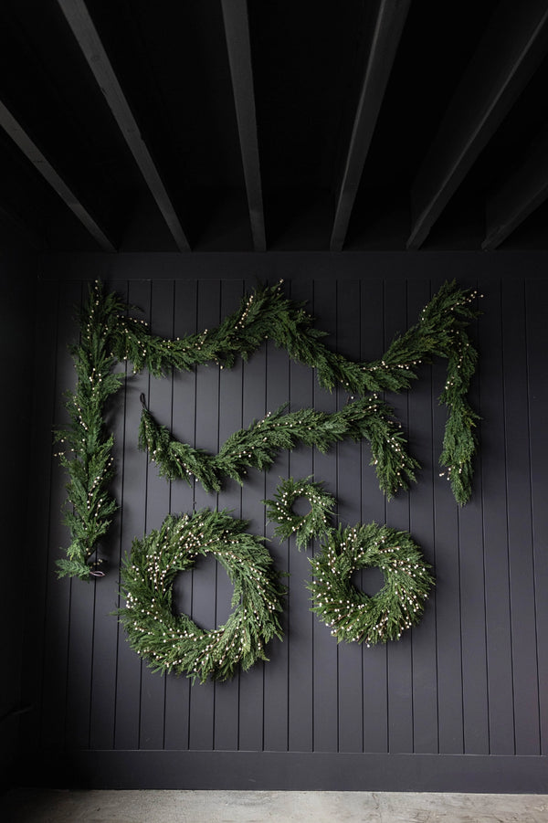 White Plum Berry Norfolk Cypress Real Touch Wreath - 34"