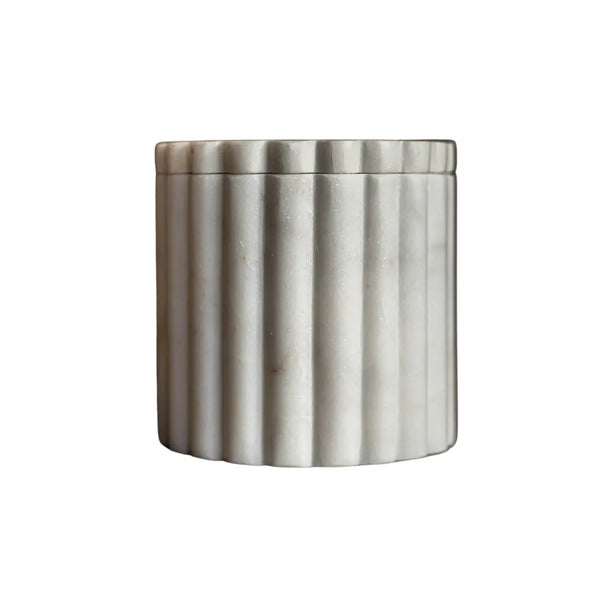 Fluted Jar Canister - White Marble