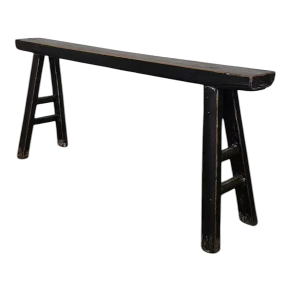 Antique Skinny Wooden Bench - Antique Black