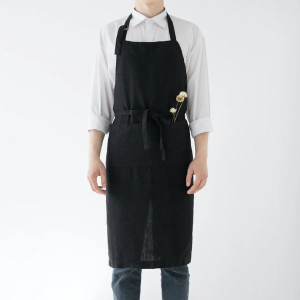 Black Linen Chef Apron