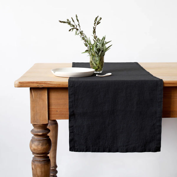 Linen Table Runner - Black
