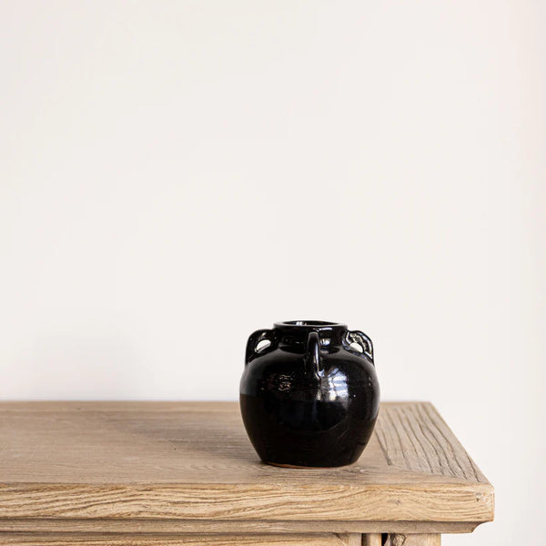 Mercier Glazed Black Vase - Large