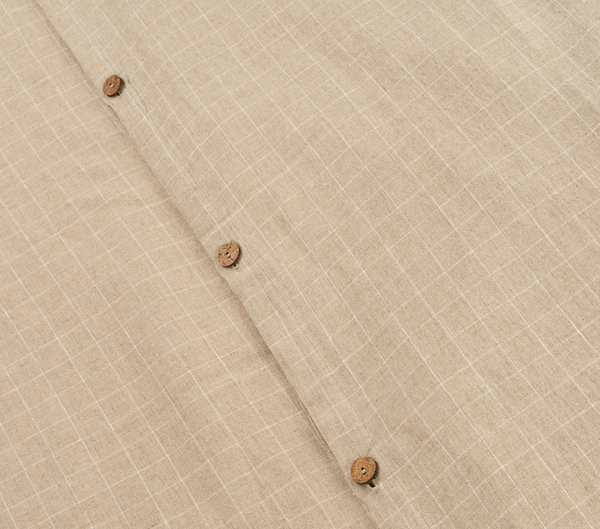 Linen Check Queen Duvet Set - Natural