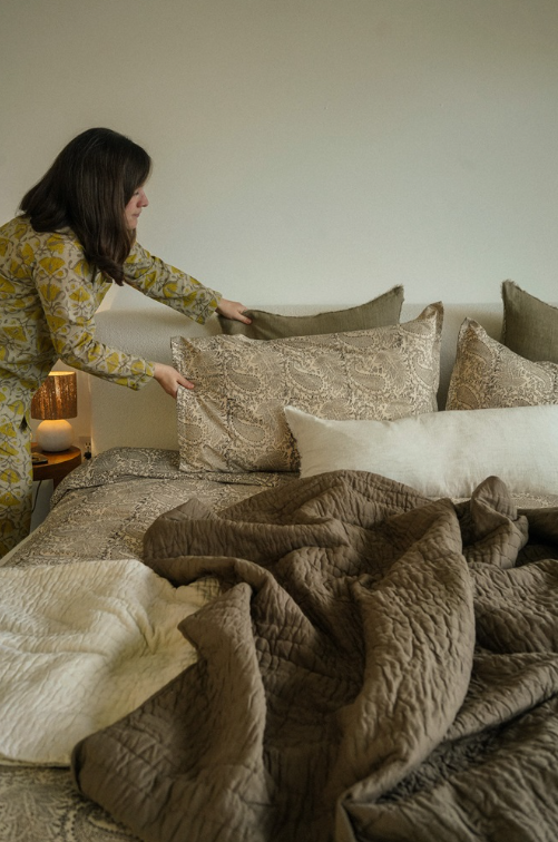 Cloud Kantha Comforter - Carob
