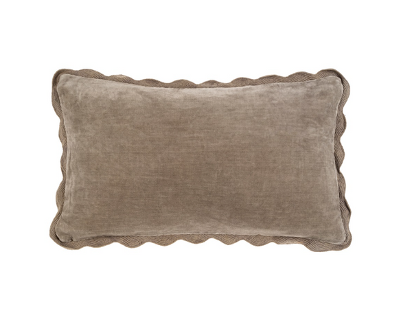 Velvet Scalloped Pillow 21 x 12 - Fog