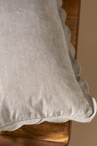 Velvet Scalloped Pillow 21 x 12 - Fog