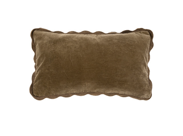 Velvet Scallop Pillow 21 x 12 - Mink