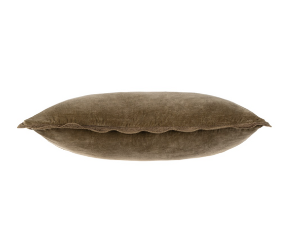 Velvet Scallop Pillow 21 x 12 - Mink