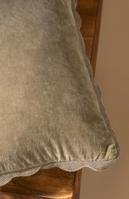 Velvet Scallop Pillow 21 x 12 - Mink