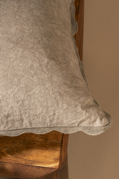 Scalloped Edge Pillow - Mink