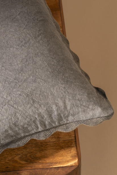 Scalloped Edge Pillow - Charcoal