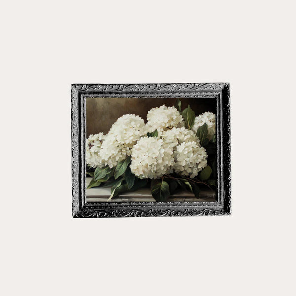 Hydrangeas | French Black Mould Framed Art - 5" x 7"