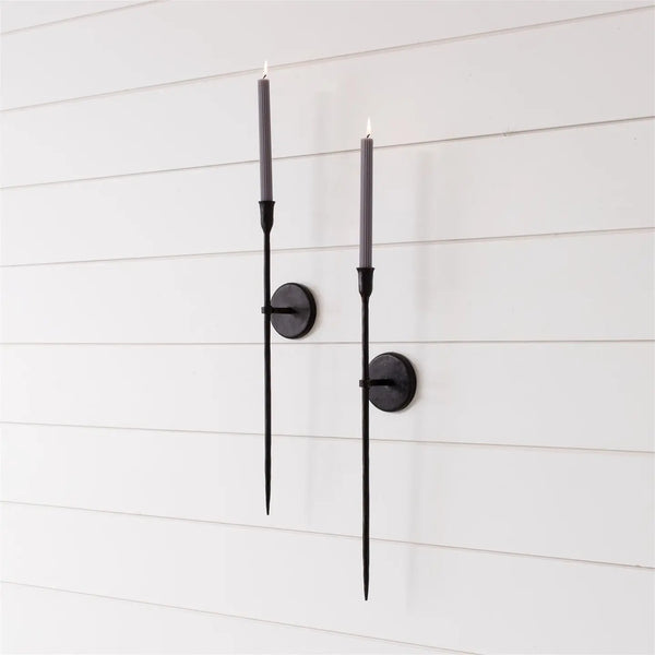 Black Iron Taper Candle Wall Sconces