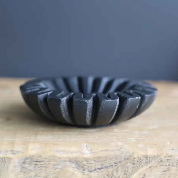 Black Marble Fluted Scalloped Bowl - Small