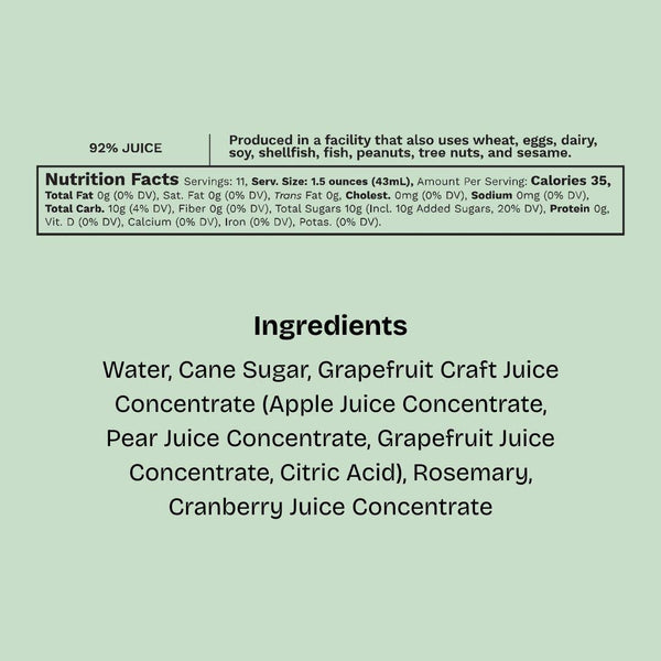 Grapefruit & Rosemary - Cocktail/Mocktail Mixer