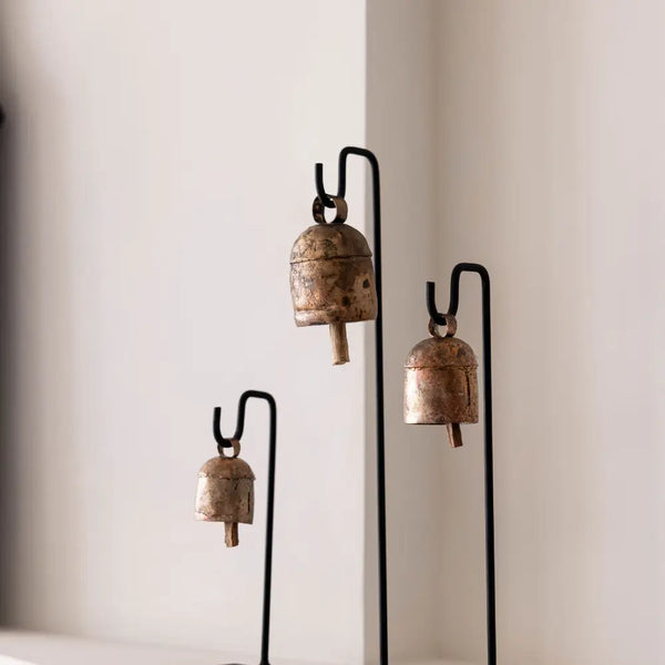 Vintage Inspired Iron Bell Stands - Set Of Three