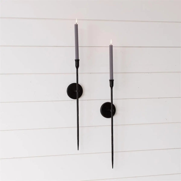 Black Iron Taper Candle Wall Sconces