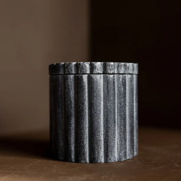 Fluted Jar Canister - Black Marble