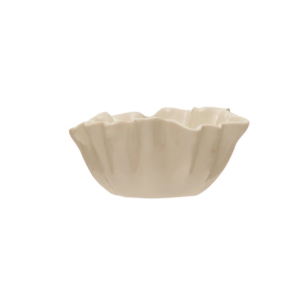 Small Stoneware Fluted Bowl - White